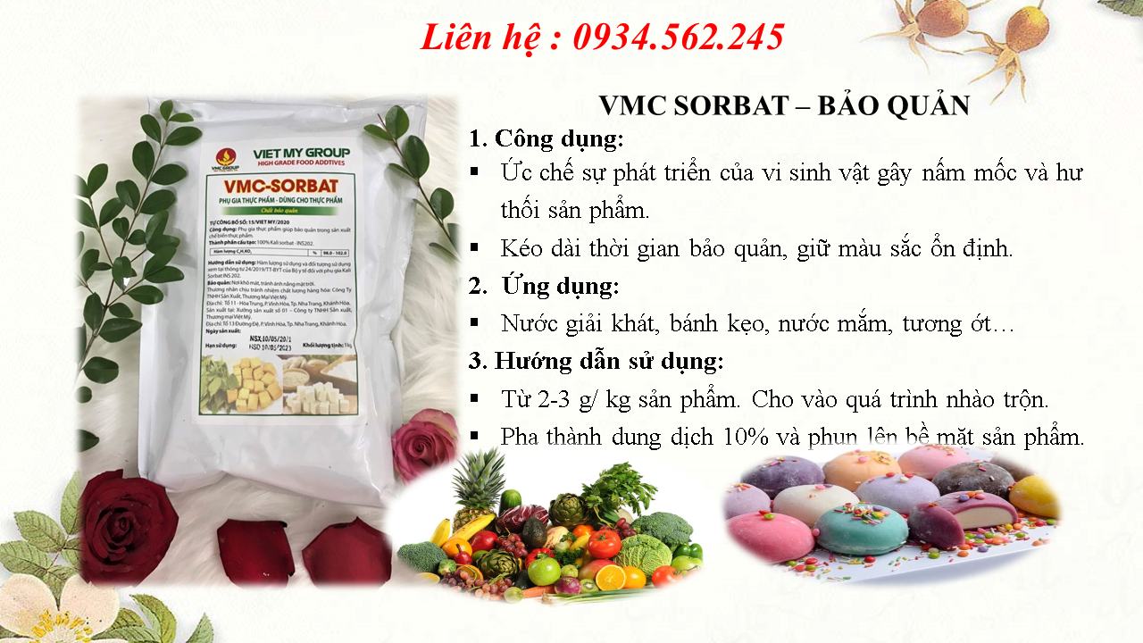 Chất bảo quản cho bánh, bún, mì, phở, - vmc sorbat