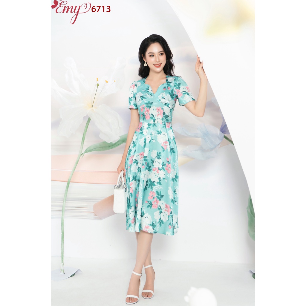 Đầm emy em6713 xoè nhún cúp ngực