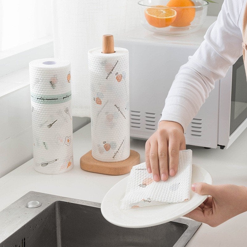 Combo 2 cuộn Giấy Lau Đa Năng Thấm Nước hoa văn mẫu mới