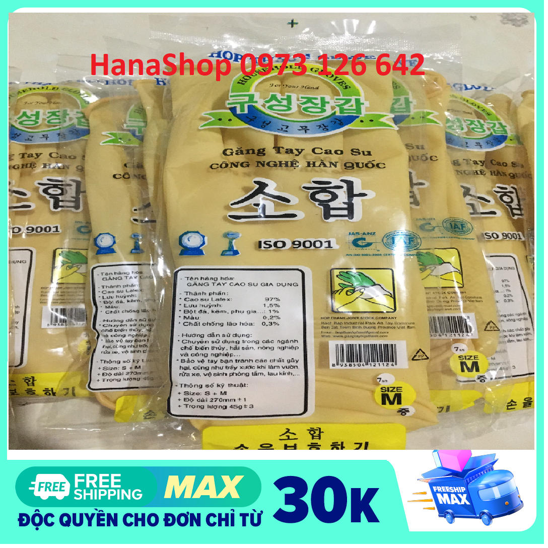Combo 02 đôi găng tay cao su Hợp Thành dài 27cm size M -S, găng tay rửa bát rửa chén, bao tay cao su rửa chén