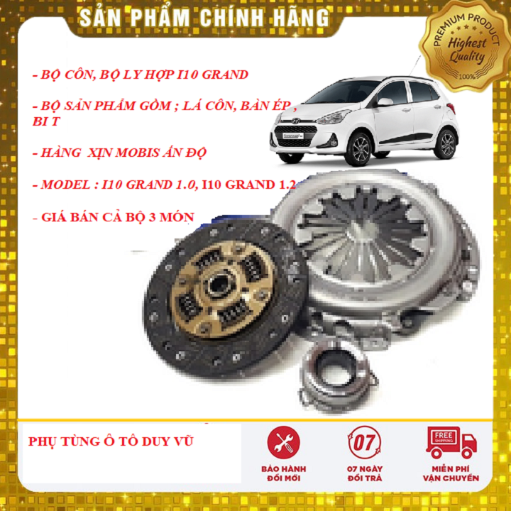 Bộ côn, bộ ly hợp, lá côn, bàn ép, bi t hyundai i10 grand máy 1.0 và 1.2 đời 2014-2020