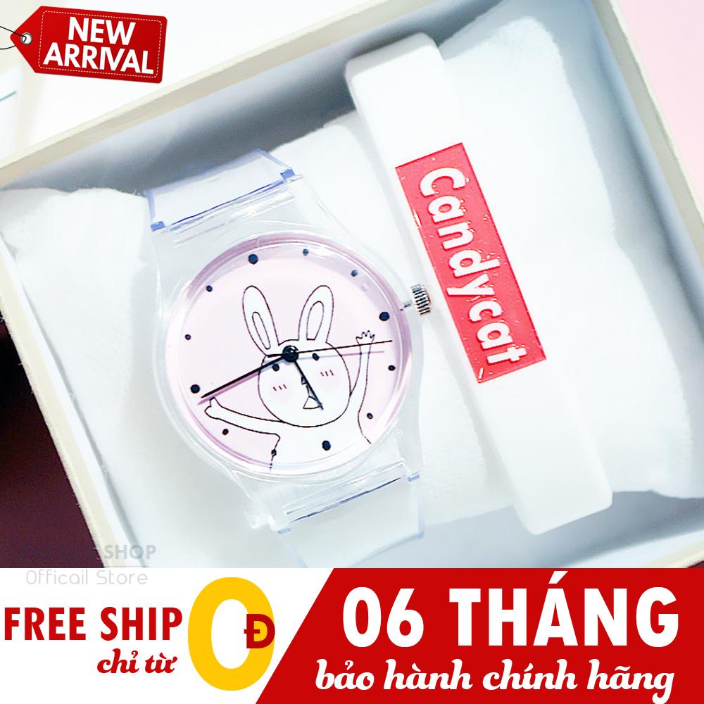 Đồng hồ thời trang nam nữ Candycat C54, Dây nhựa trong suốt cá tính, Mặt hoạt hình siêu cute, đáng yêu + Tặng kèm vòng tay