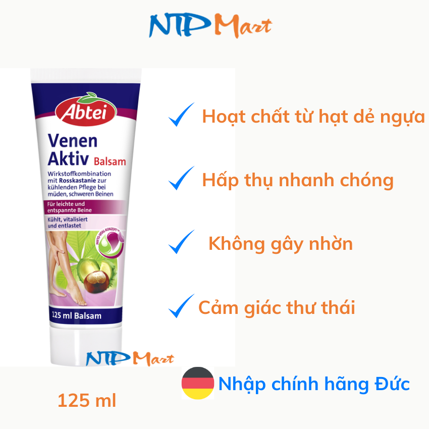 [HCM]Kem bôi giãn tĩnh mạch hiệu Abtei nhập khẩu Đức dung tích 125ml