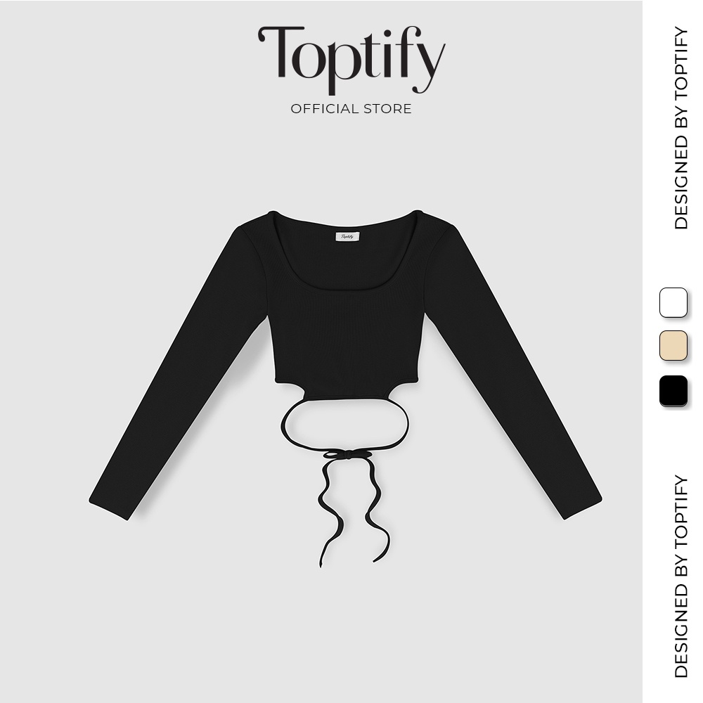 Áo croptop nữ body dài tay toptify khoét eo cột dây ella rose ac226