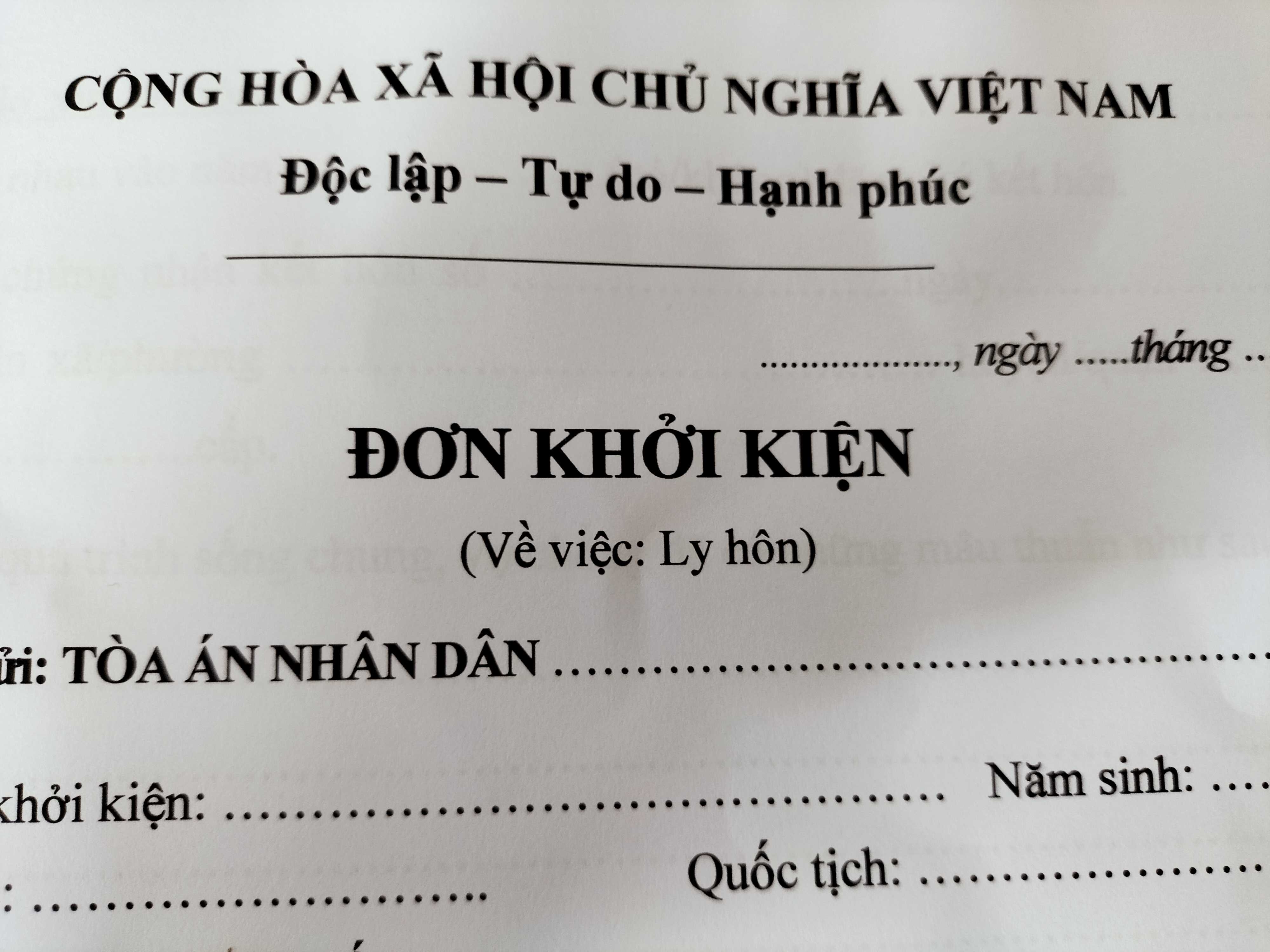 Mẫu đơn xin ly hôn đơn phương + đơn đồng thuận ly hôn