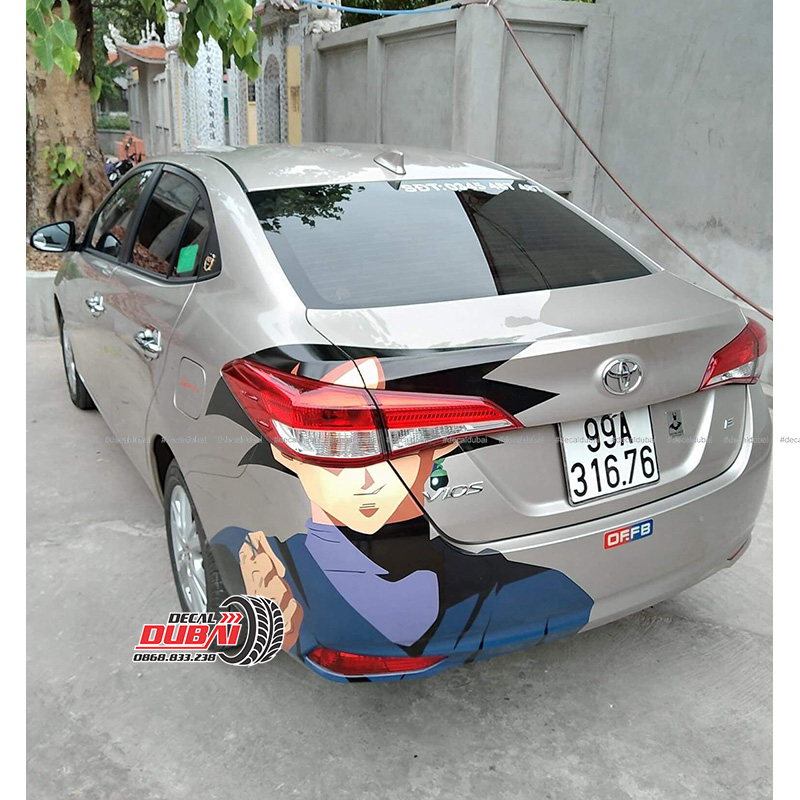 Tem Dán Toyota Vios Hoạt Hình Songoku Cốp Sau Đuôi Xe