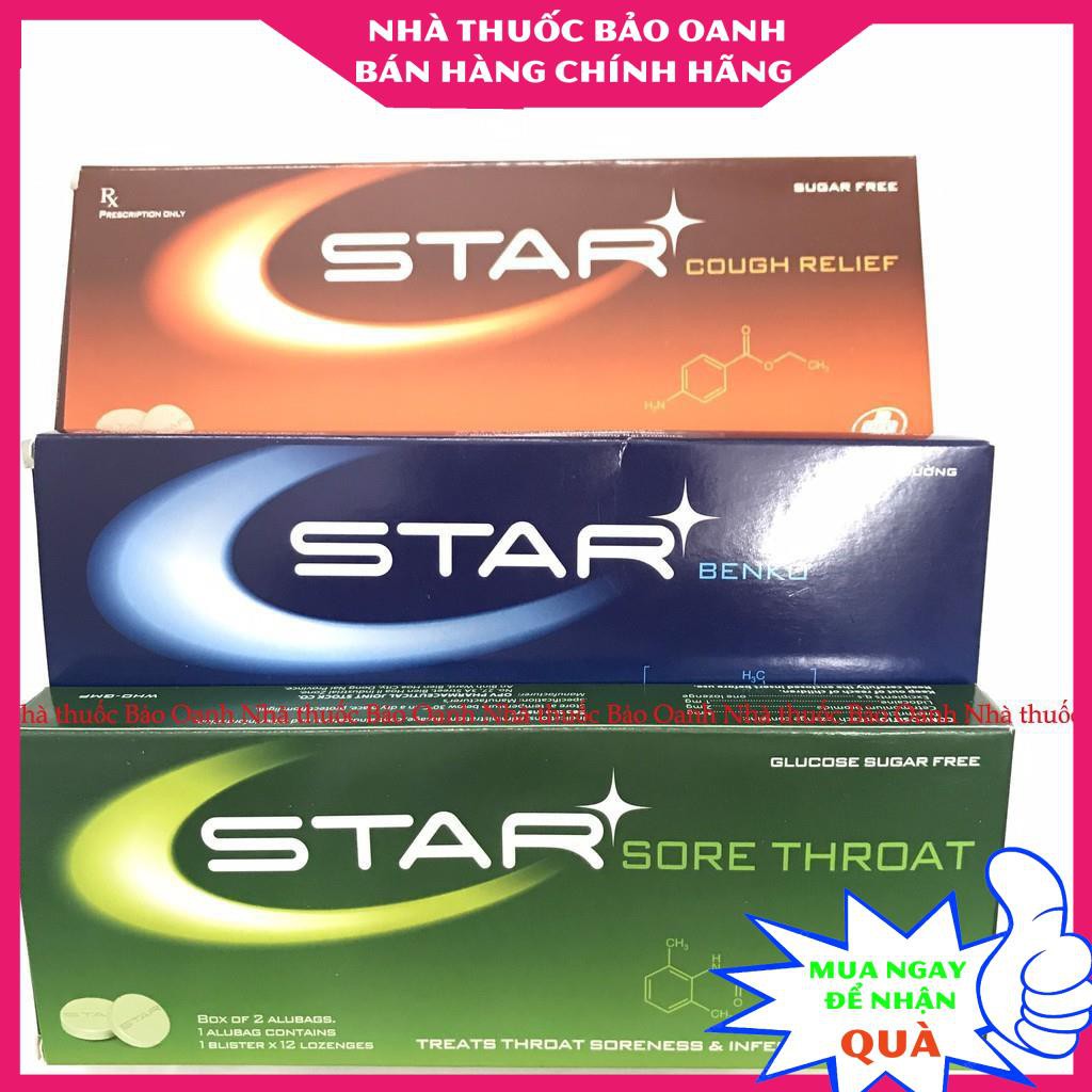 Star viên ngậm ho hộp 2 vỉ Đủ 3 vị