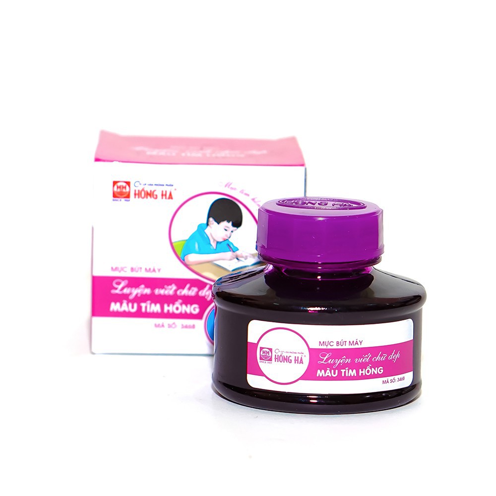 Mực lọ Hồng Hà màu tím 3468 - dành cho bút máy (dung tích 60ml)