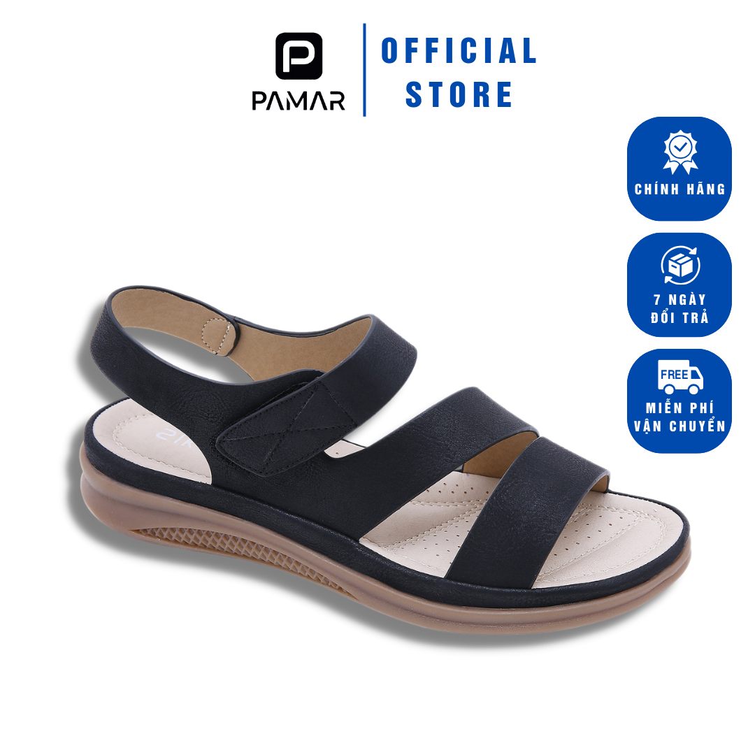 Giày Nữ, Sandal Nữ Chính Hãng Siketu Đế Bằng Chống Trượt Gót Cao 3Cm Quai Dán Tiện Lợi Có Lỗ Thoáng Khí Êm Nhẹ