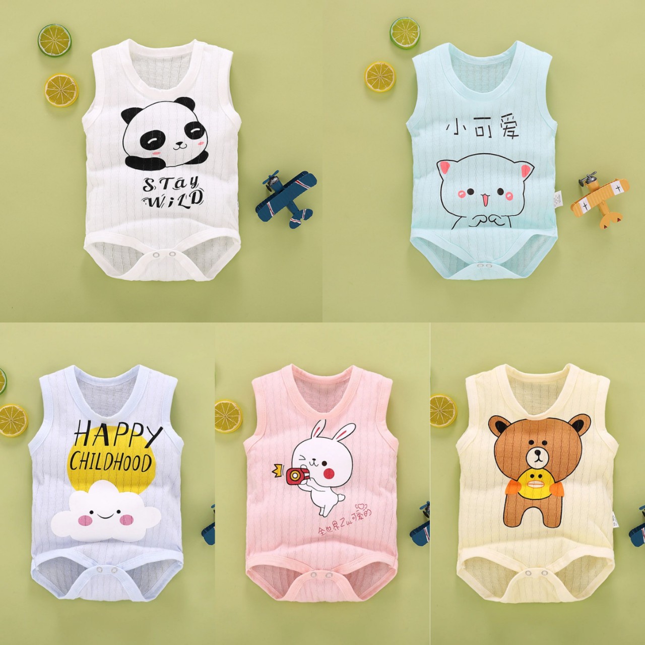 Bodysuit, bodychip cho bé trai và bé gái sơ sinh 3-10kg in hình họa tiết đáng yêu