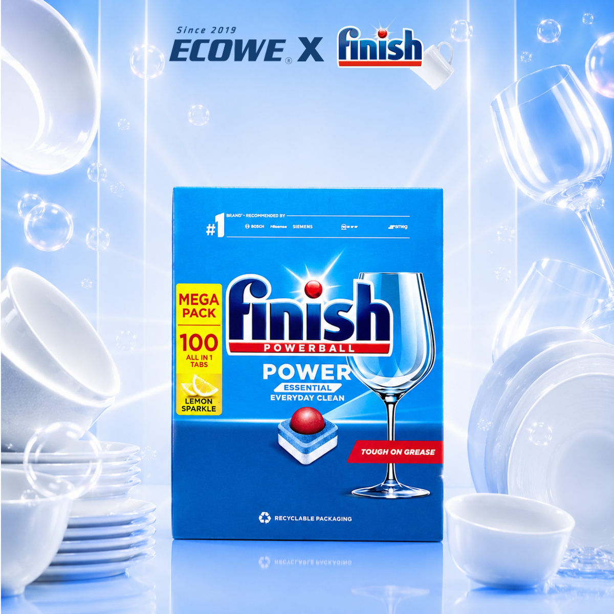 Viên rửa bát Finish Power Essential chính hãng 100 viên/hộp