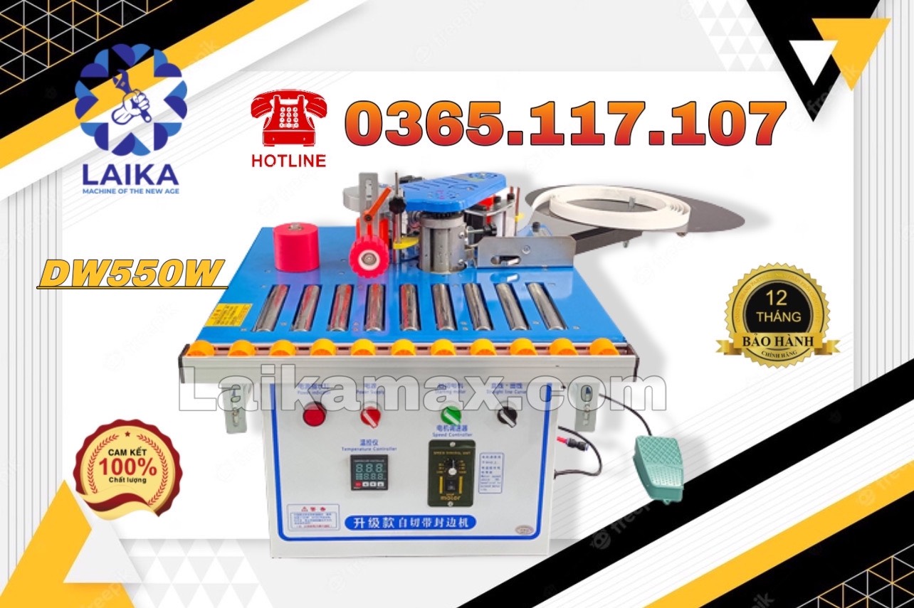 Máy dán cạnh gỗ mini DW550 2 chức năng máy có thể dán cong và vát 45 độ