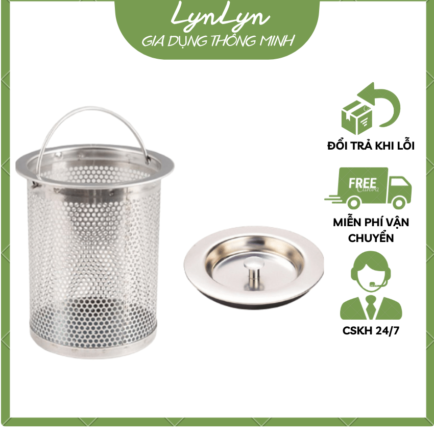 Bộ Rổ Lọc Rác INOX 304 loại DÀI 9cm có quai xách tiện dụng đảm bảo sạch sẽ trong quá trình vệ sinh, Giỏ Lọc Rác bồn rửa chén