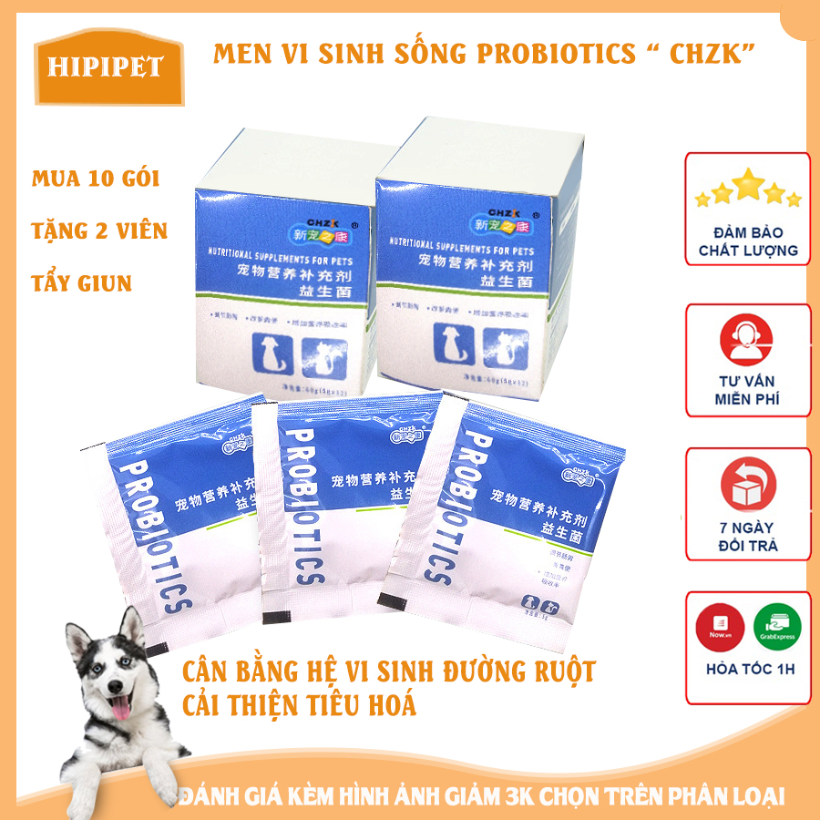 Men vi sinh cho chó mèo 5g CHZK Ngăn ngừa các bệnh đường tiêu hóa Phòng ngừa các bệnh viêm đường ruột - 9 tỉ vi sinh