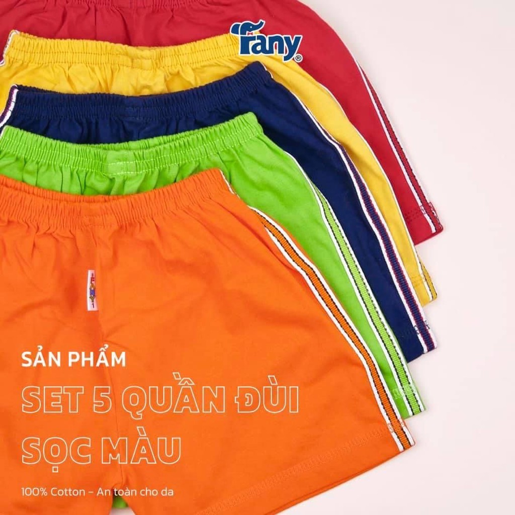 Combo 5 quần ngắn cho bé mặc nhà, quần đùi bé trai mặc đi học màu sọc fany