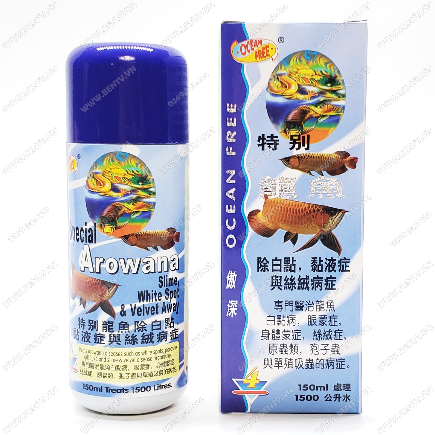 Chai số 4 diệt rận sán mang cá nấm velvet cho cá rồng