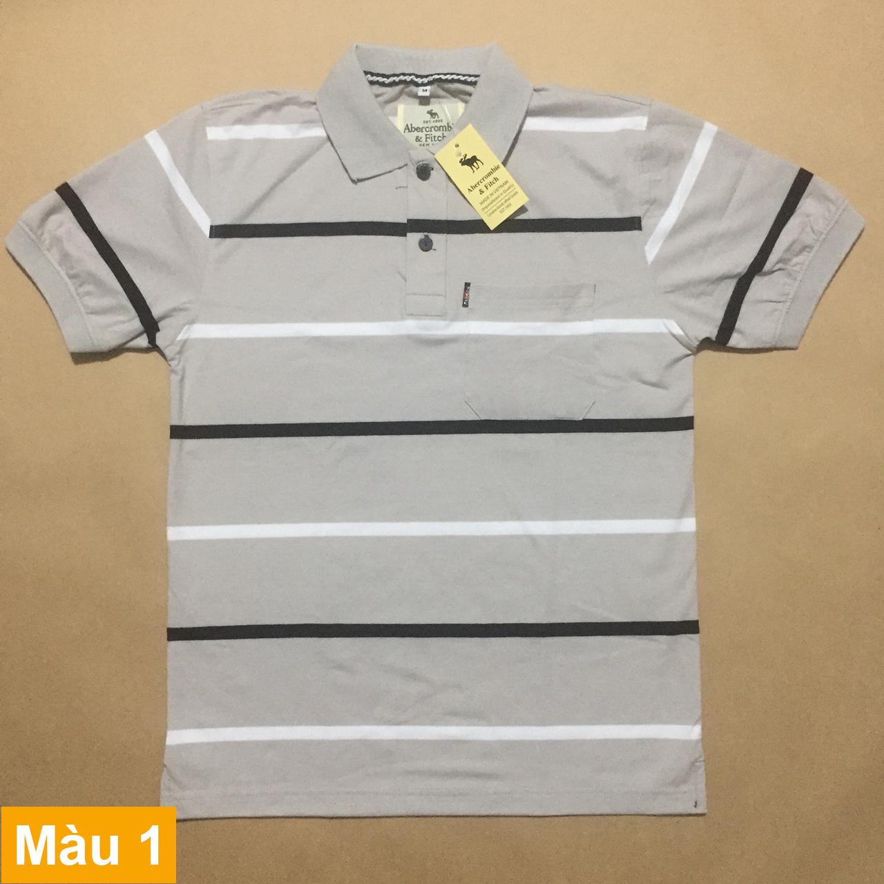 Áo thun sọc ngang có túi cao cấp (bảng xám sọc kim đen trắng) - Áo Quần Giá Rẻ