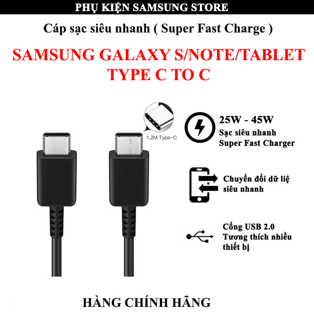 Cáp sạc 25w,45w samsung type-c to type-c chính hãng