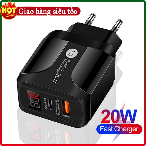 Củ sạc nhanh 20w iphone ipad android samsung ... hỗ trợ sạc nhanh qc 3.0
