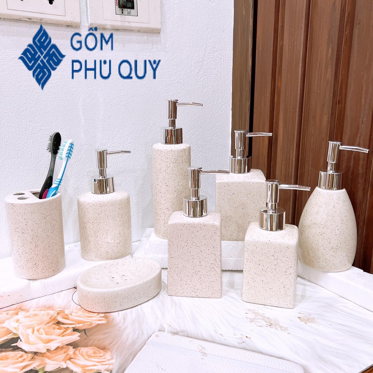 Bình đựng xà phòng,dầu gội ⚱ gốm sứ bát tràng ⚱ chai chiết sữa tắm,bình sứ trứng cuốc gomphuquy dnc03
