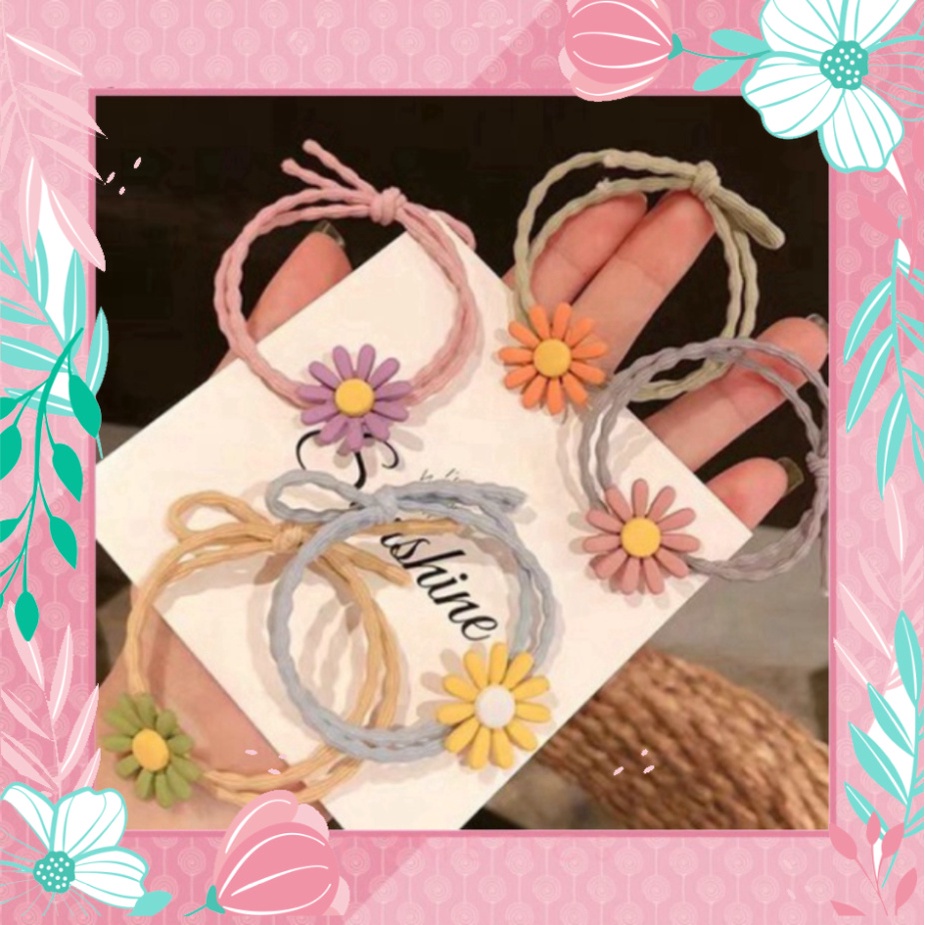 Dây Buộc Tóc Bông Cúc Xinh Xắn Ulzzang Siêu Hot - Dây Cột Tóc Bông Cúc Nhiều Màu Sắc Dâu Tây Bông Hoa Tuyết Siêute