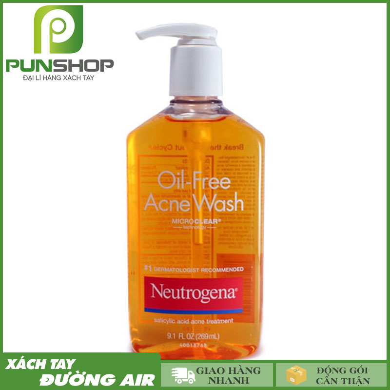 [Hàng Mỹ] Sữa Rửa Mặt Cho Da Mụn Neutrogena Oil - Free Acne Wash 269ml