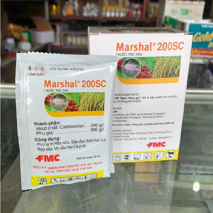 Đặc trừ rầy nâu, rệp sáp marshal 200sc gói 20ml
