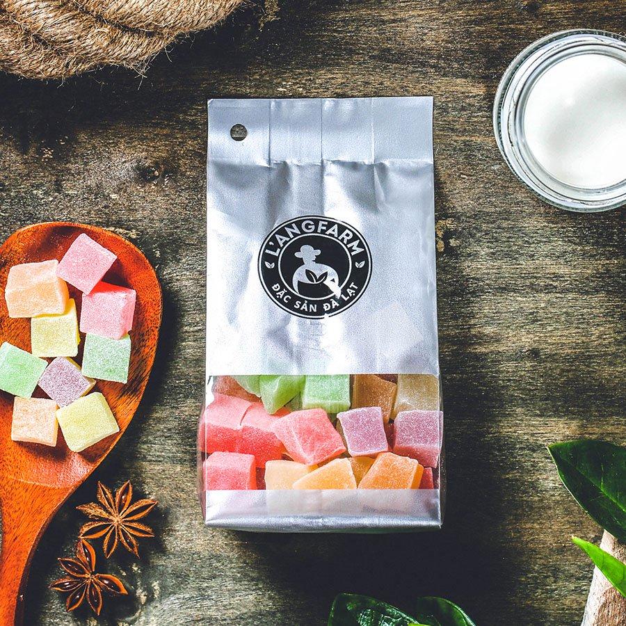 Kẹo hương thập cẩm dẻo L'ANGFARM - Đặc sản Đà Lạt 180g/bịch, mẫu bịch bạc