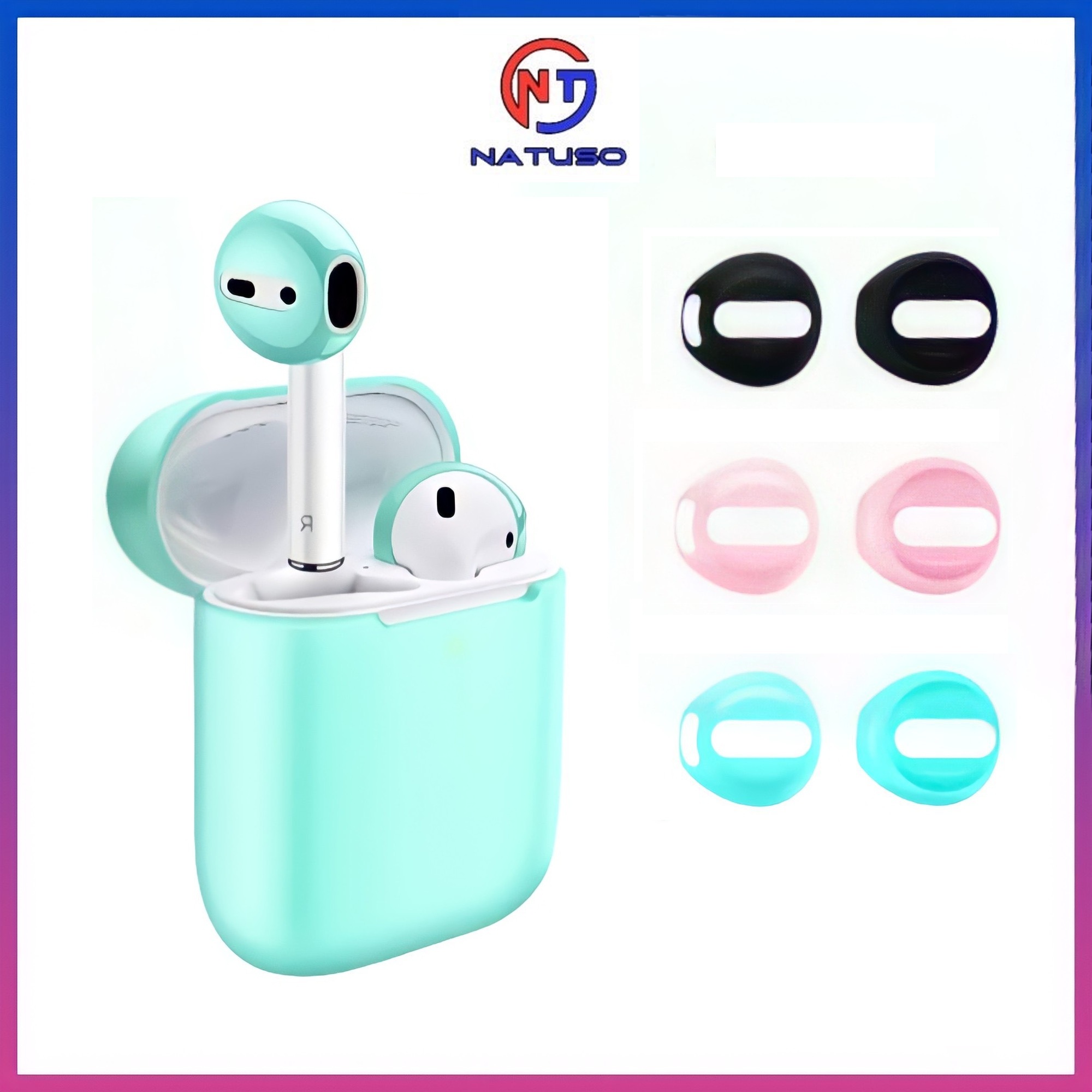 2 nút đệm đeo tai nghe bluetooth airpod bằng silicon chống rơi chống bẩn nhiều màu