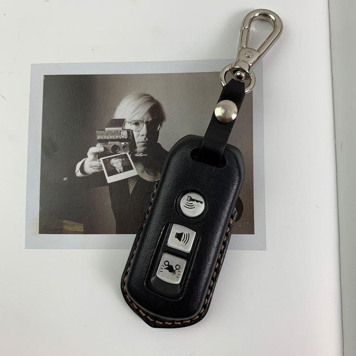 Móc khóa SH150 - H.O.N.D.A - da bò thật - màu đen - handmade MC259