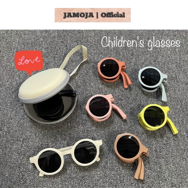 kính mắt trẻ em gấp gọn chống tia uv kèm bao da đựng kính + bao da nâu JAMOJA P.274.NA
