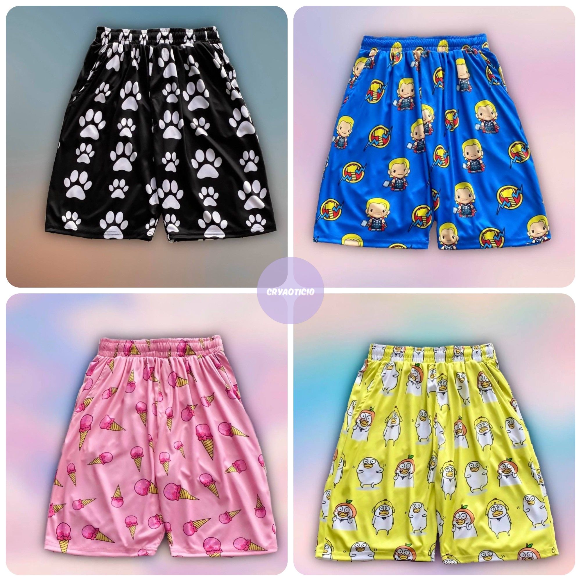 Quần short cartoon hoạt hình siêu cute unisex cryaotic10