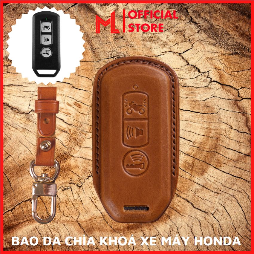 Bao da chìa khoá xe máy hon-s3 honda sh, pcx, sh mode, cub 125, pcx ốp khoá ép form da thật may thủ công