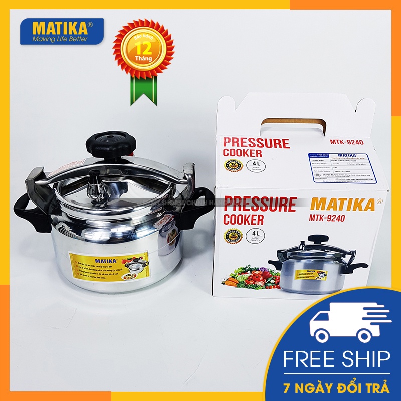 Nồi áp suất đun gas 💖 MATIKA 💖 nồi ninh hầm xương hợp kim nhôm dung tích 4 lít MTK-9240