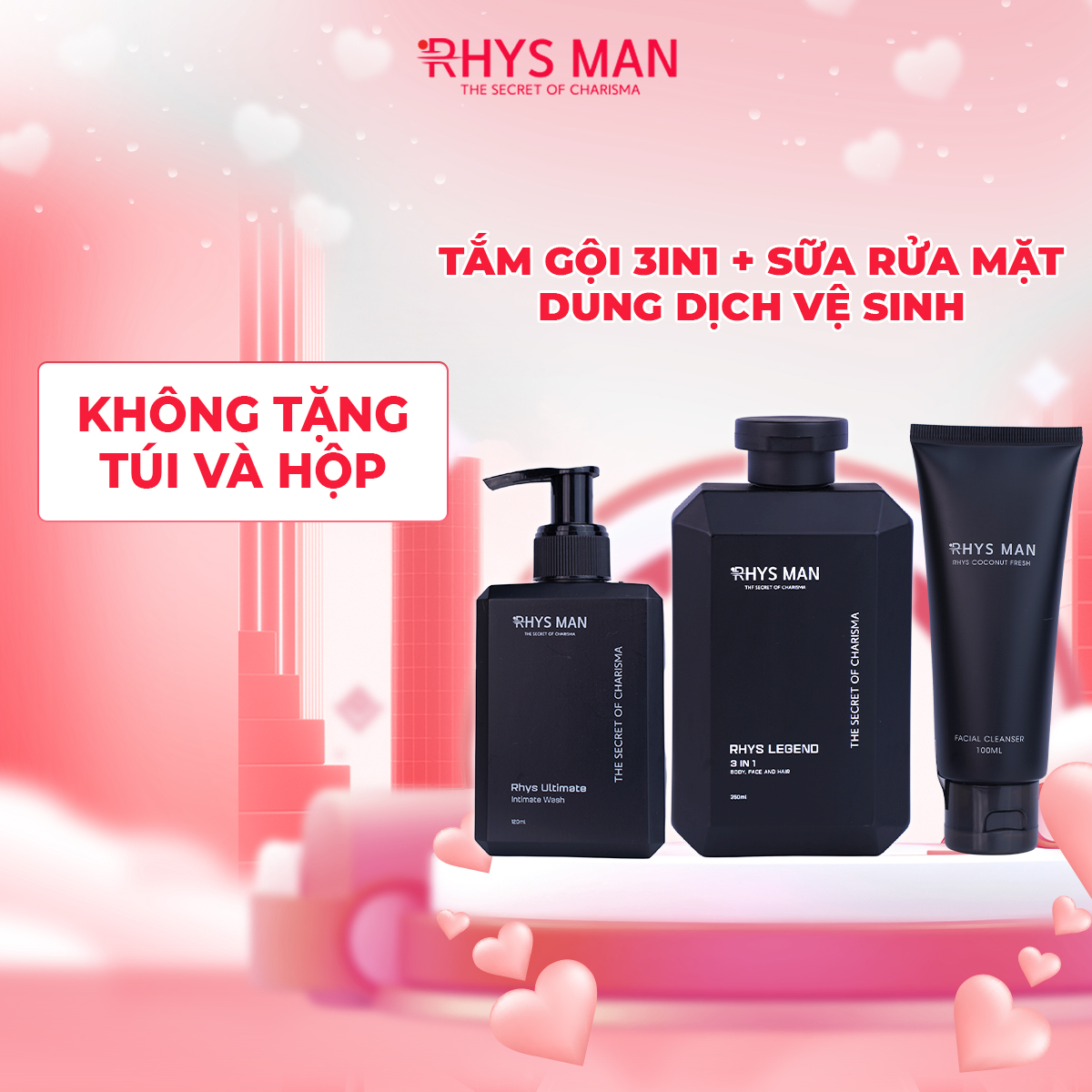 3 C 350 ml men's shower gel & 100ml men's cleanser & 120ml men wash solution-3 retail bottles-authentic