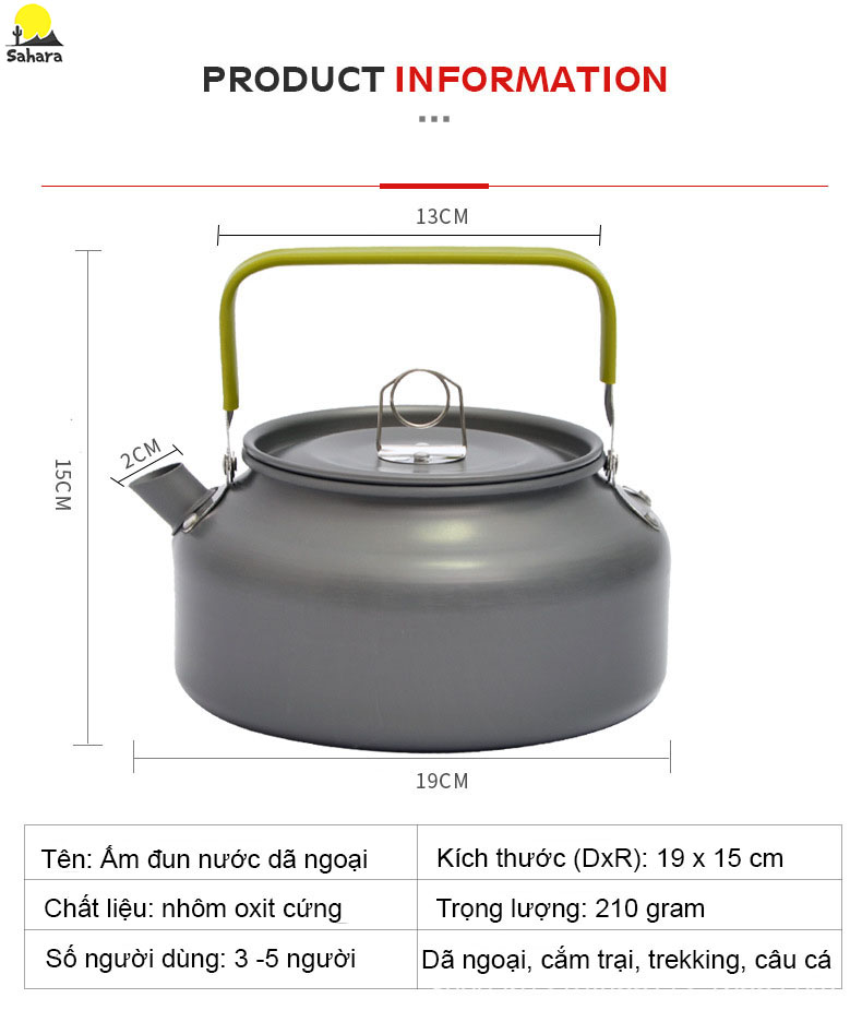 Ấm đun nước dã ngoại ds-12 dung tích 1.2l