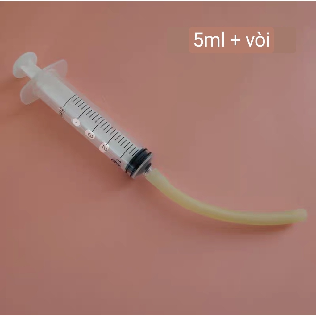 Xi lanh 5ml + ống 14cm bơm bột đút vẹt non ống bơm thức ăn cho gà đá bơm thức ăn cho nhồng non bơm thức ăn bồ câu non