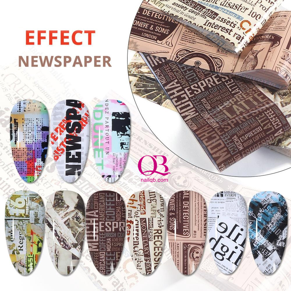 Decal dán móng giấy báo set 10 tấm