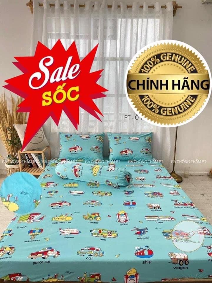 SALE ga giường chống thấm 2 mặt, drap chống thấm bảo vệ nệm nằm trực tiếp chính hãng PT chất liệu cotton thun nằm mát, min, không sột soạt, không hầm bí ( 1 GA )