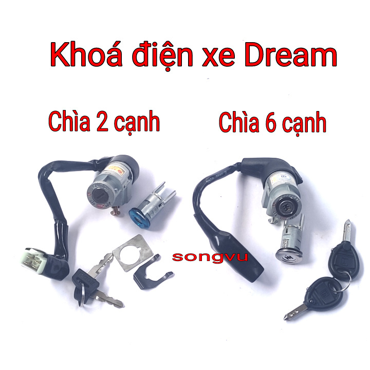 Khóa điện xe máy Dream chìa 2 cạnh và 6 cạnh