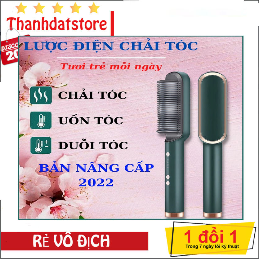 Lược điện chải tóc tạo kiểu chuyên nghiệp - kiêm máy uốn - duỗi - ép tóc - tạo kiểu nhanh chóng