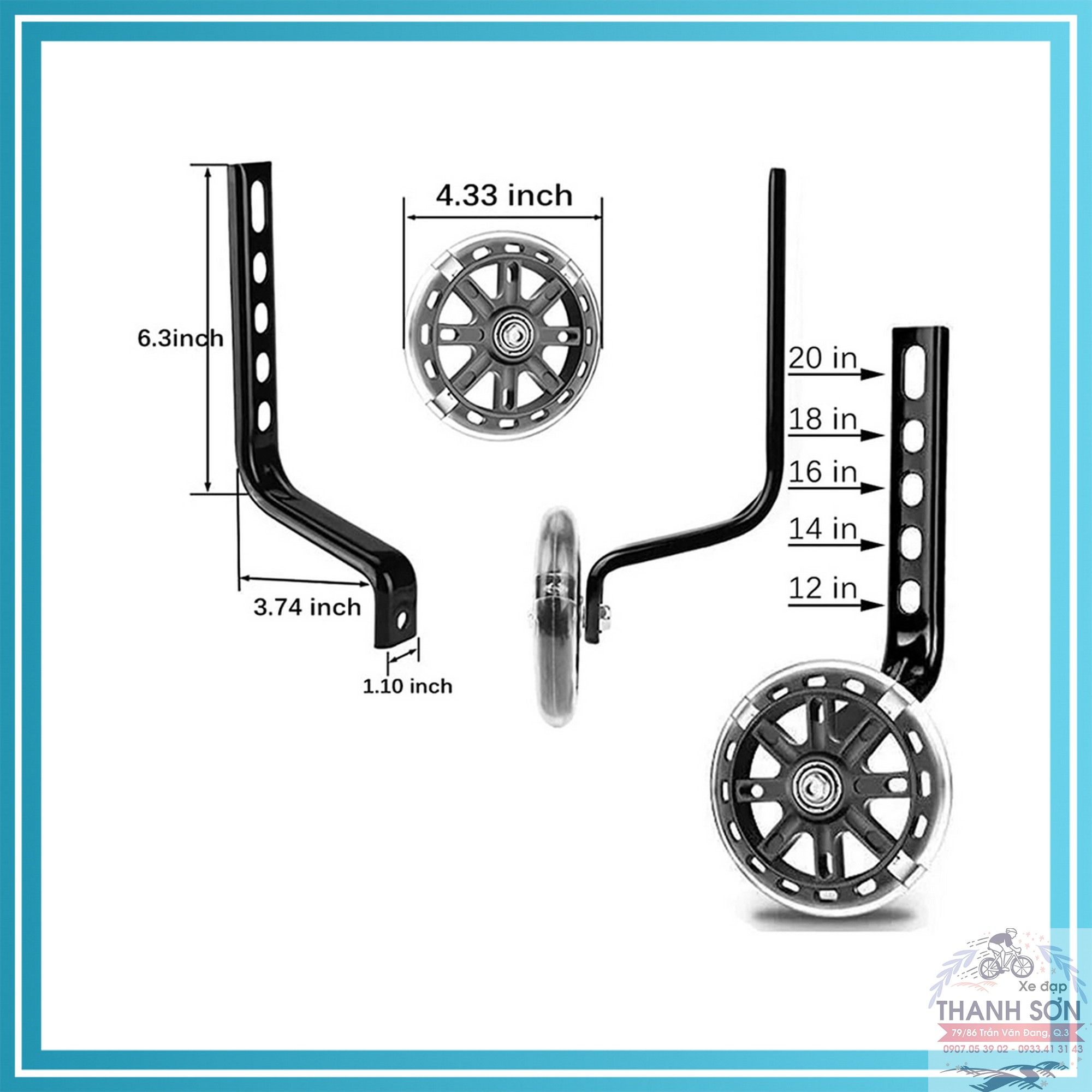 Bánh phụ xe đạp trẻ em đủ cỡ 12-14-16-18-20inch