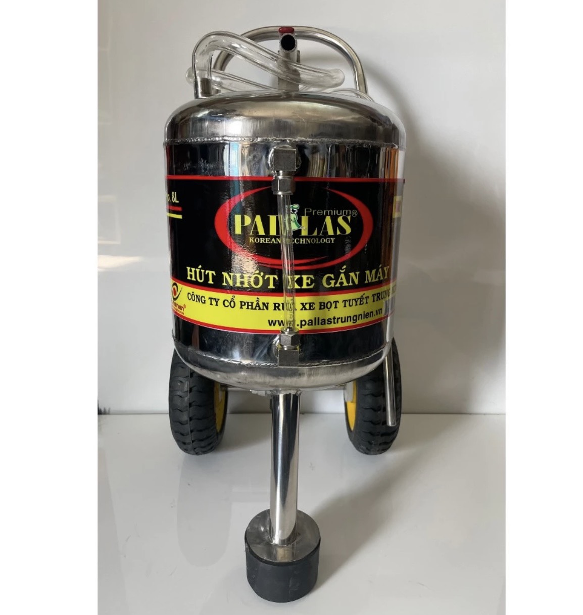 Bình hút nhớt 8L inox 304, bình hút nhớt palas cho tiệm rửa xe