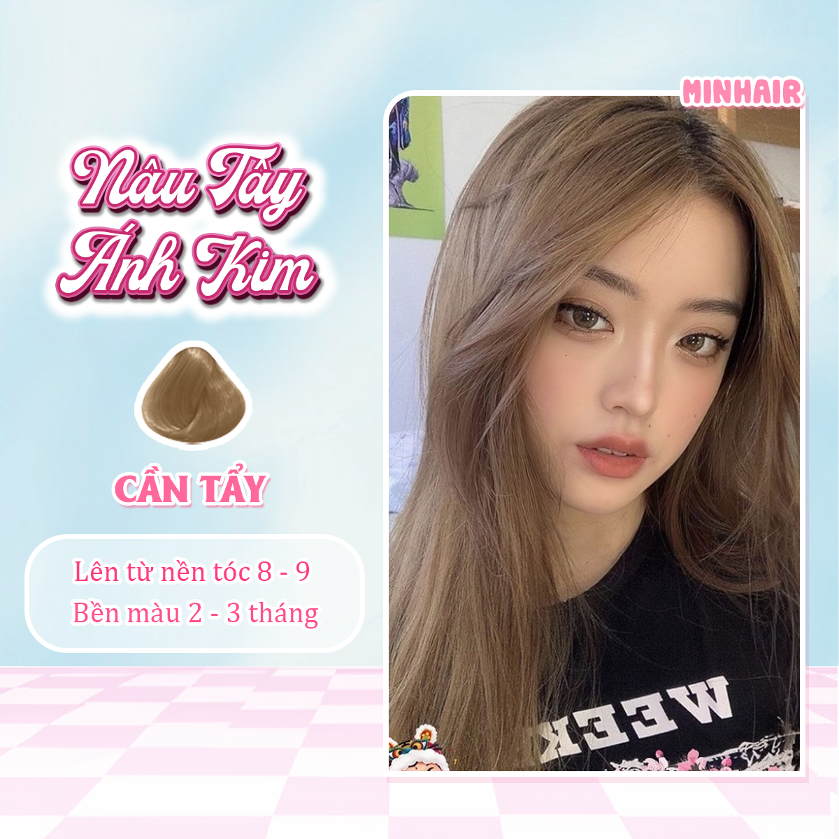  Thuốc nhuộm tóc Nâu thuốc nhuộm tóc Nâu Tây Ánh Kim MIN.HAIR tặng kèm oxy trợ dưỡng và bao tay 