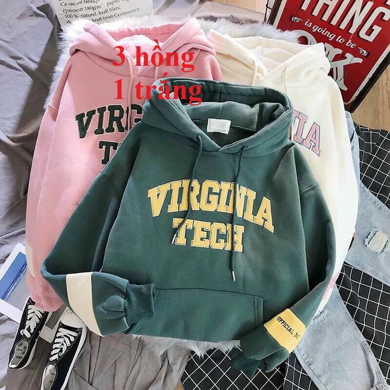 Áo khoác nỉ loại 1 in chữ virginia tech nam nữ phối màu ở tay cực đep hot 2020 tp