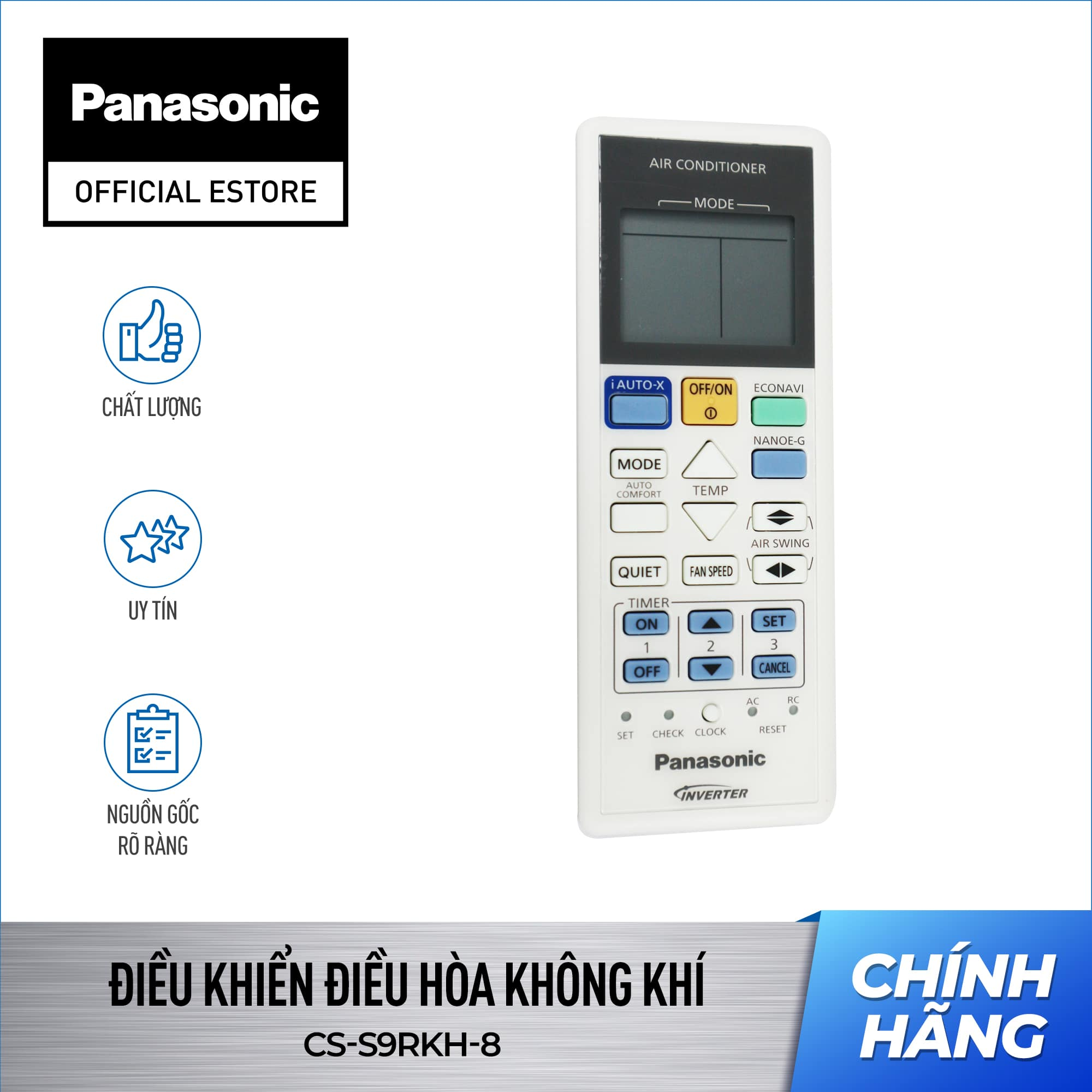 Điều khiển Điều hòa không khí Panasonic CS-S9RKH-8/CS-S12RKH-8/CS-S18RKH-8/CS-S24RKH-8/CS-QS9RKH-8; CS-QS12RKH-8; CS-QS18RKH-8 - Remote Panasonic. Model máy đi kèm sản phẩm, KH vui lòng xem ở mô tả CWA75C4559