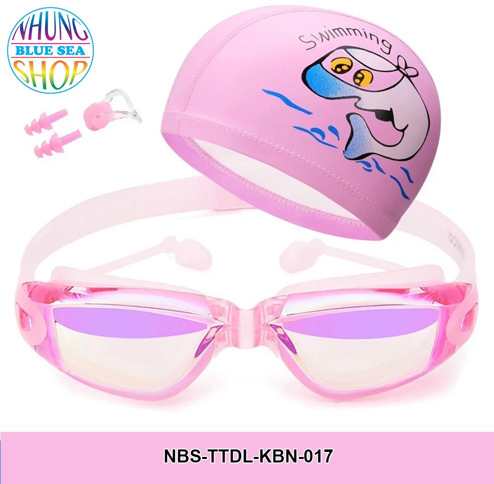 [HCM]Combo Mắt kính bơi + nón bơi cho bé trai và bé gái tặng kèm Kẹp mũi và bịt tai