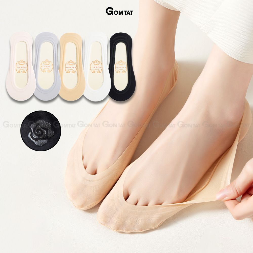  Tất nữ đi giày lười GOMTAT vớ lười nữ có đệm silicon chống tuột gót chất liệu cotton mềm mại hút ẩm khử mùi - TNBB-1DOI 