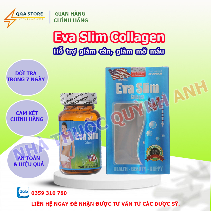 CHÍNH HÃNG Viên uống Eva Slim Collagen nhập khẩu Mỹ lọ 30 viên