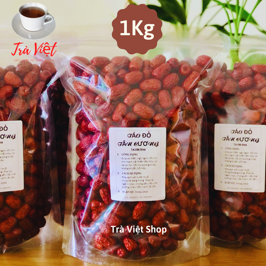 Túi 1Kg Táo đỏ tân cương loại chắc thịt ngon ngọt dùng nấu chè dưỡng nhan, trà thảo mộc, hầm canh - Trà Việt Shop
